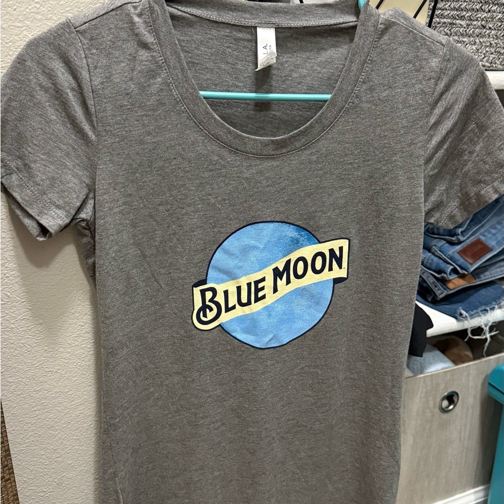 Bella Canvas Heather Gray Tee with Blue Moon Graphic